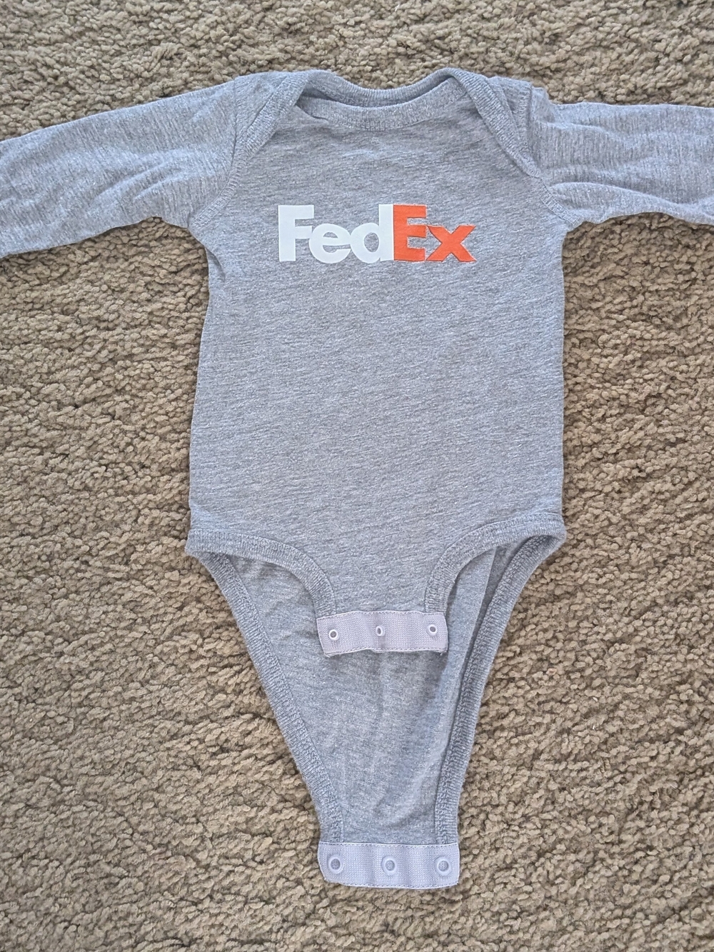 FedEx Corporate Logo Heather Grey Long Sleeve Baby Onesie Bodysuit